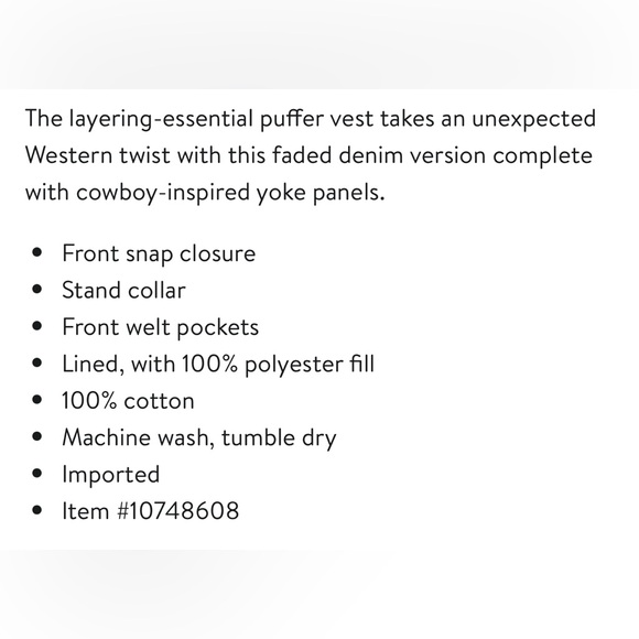 Levi’s Denim Women’s Med/Light Wash Zip Snap Puffer Vest Size Medium (8-10) NWT - Picture 5 of 16